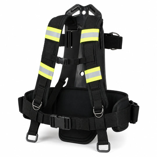 SurgeFX Portable CO2 Backpack Harness — Reflective harness design overview