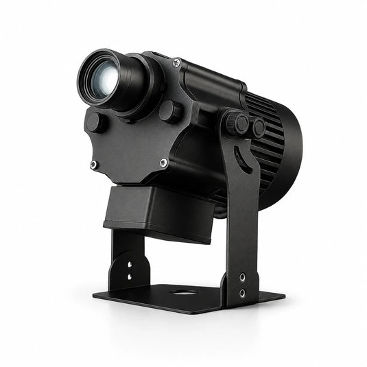 SurgeFX SF-WP200 gobo LED logo projector light hero image on a white background.