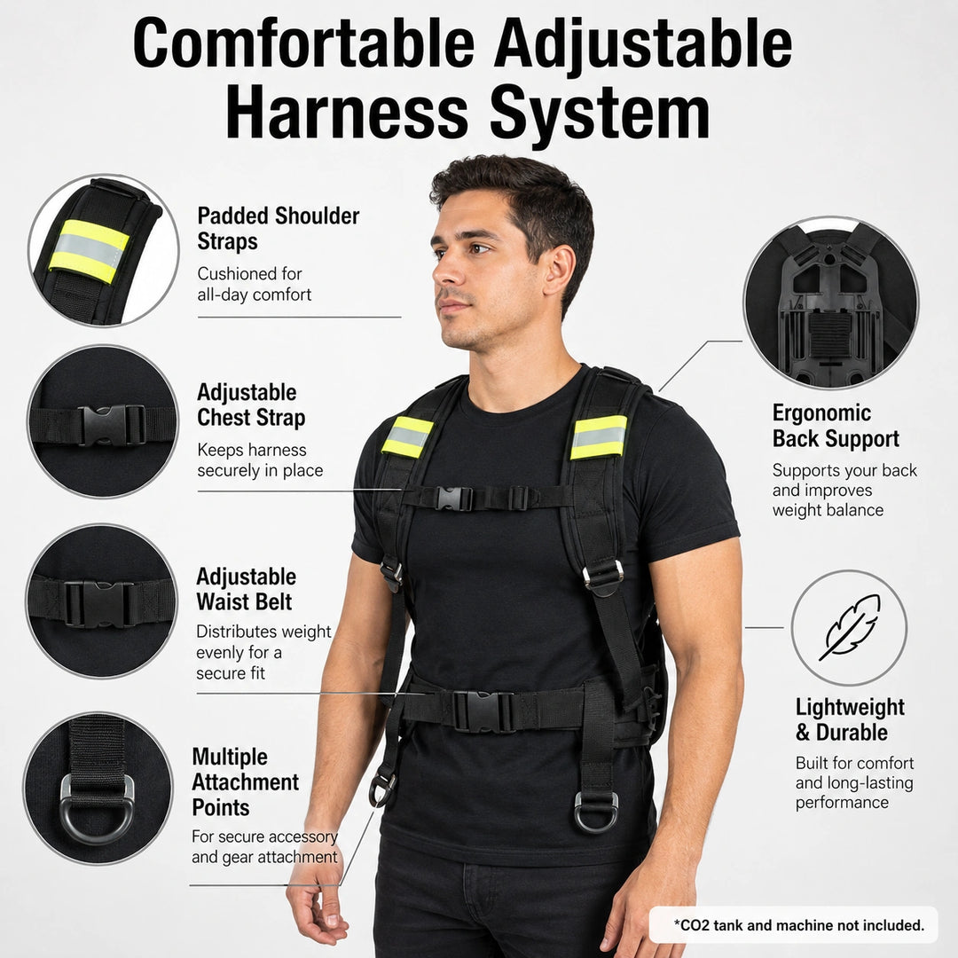 SurgeFX Portable CO2 Backpack Harness — Adjustable fit with model