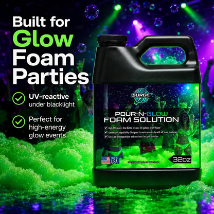 32oz UV Foam Solution – Pour & Glow Packs - In Action