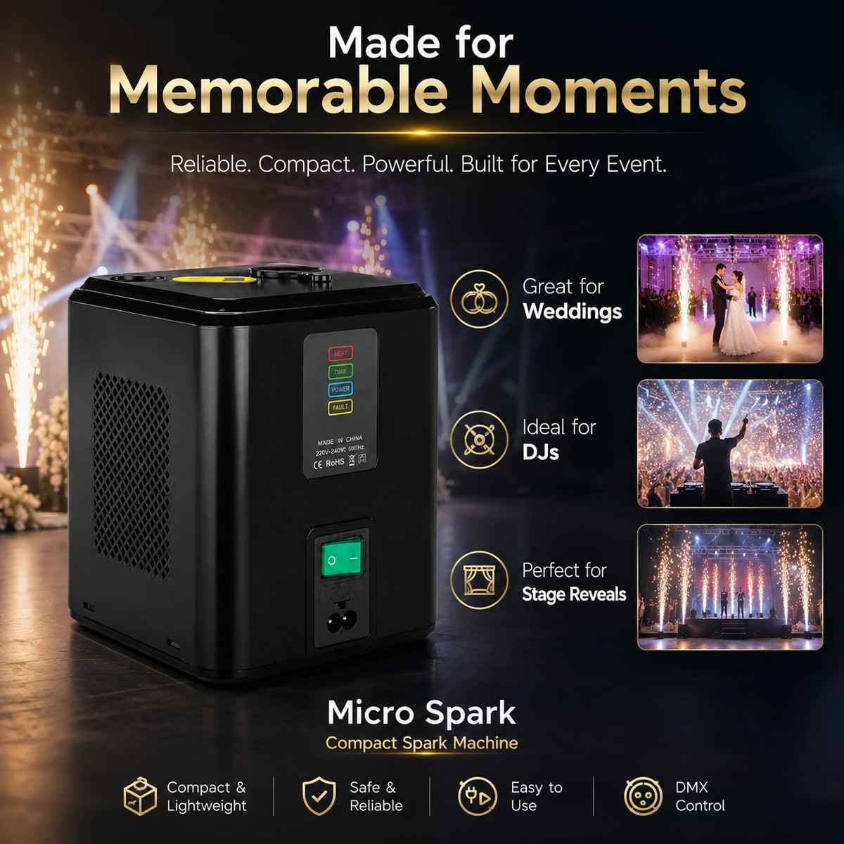 SurgeFX Micro Spark event applications for weddings clubs corporate events and parties
