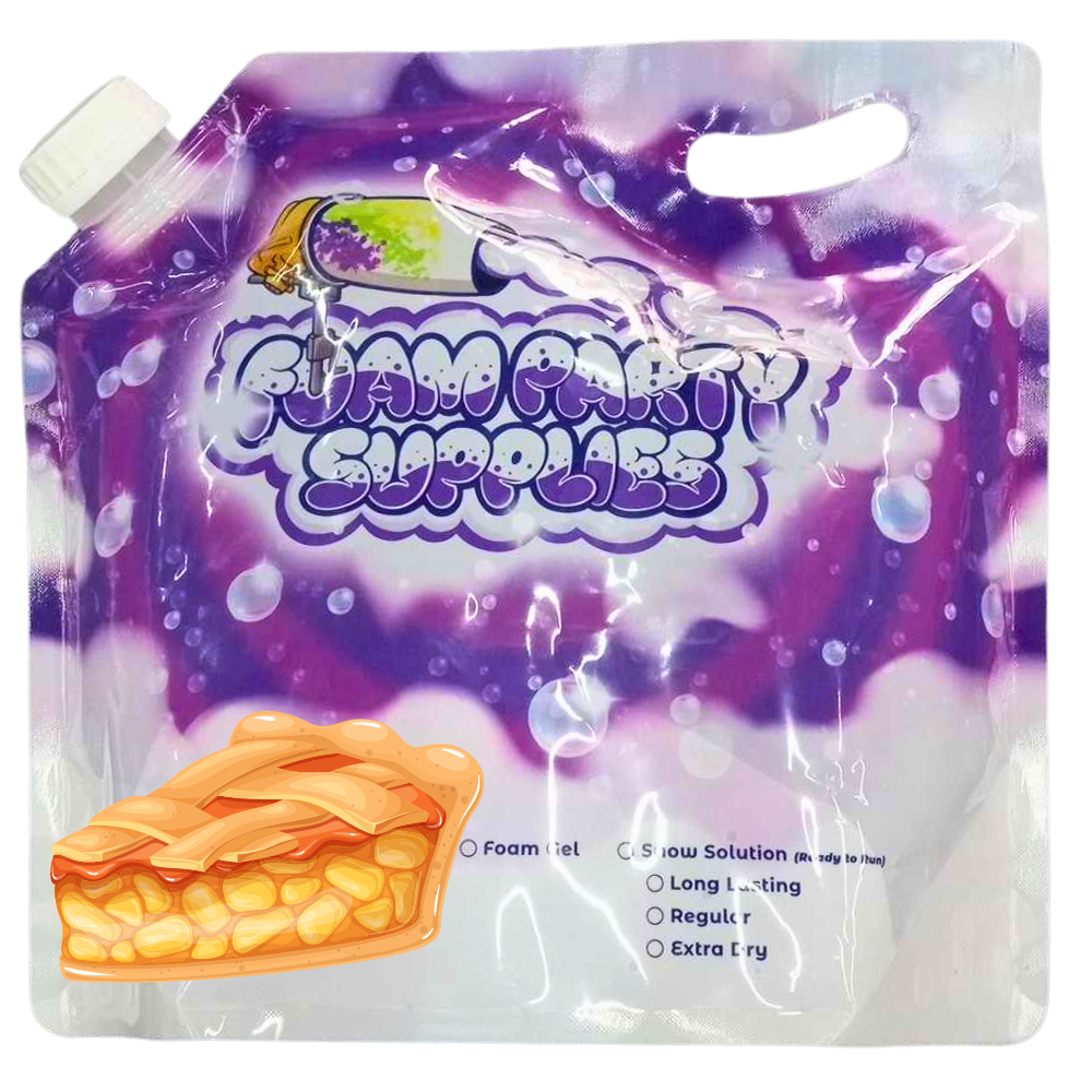 Packet of apple pie-scented party foam machine solution