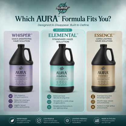 Aurà Elemental water-based haze fluid formula comparison image