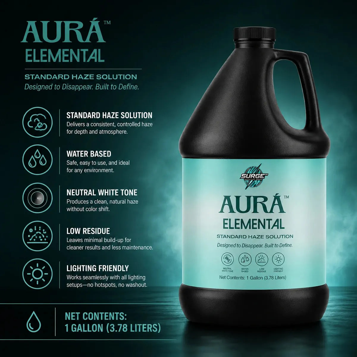 Aurà Elemental water-based haze fluid label detail image