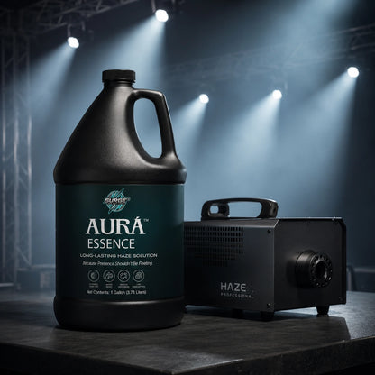 Aurà Essence long-lasting haze fluid stage lighting showcase image