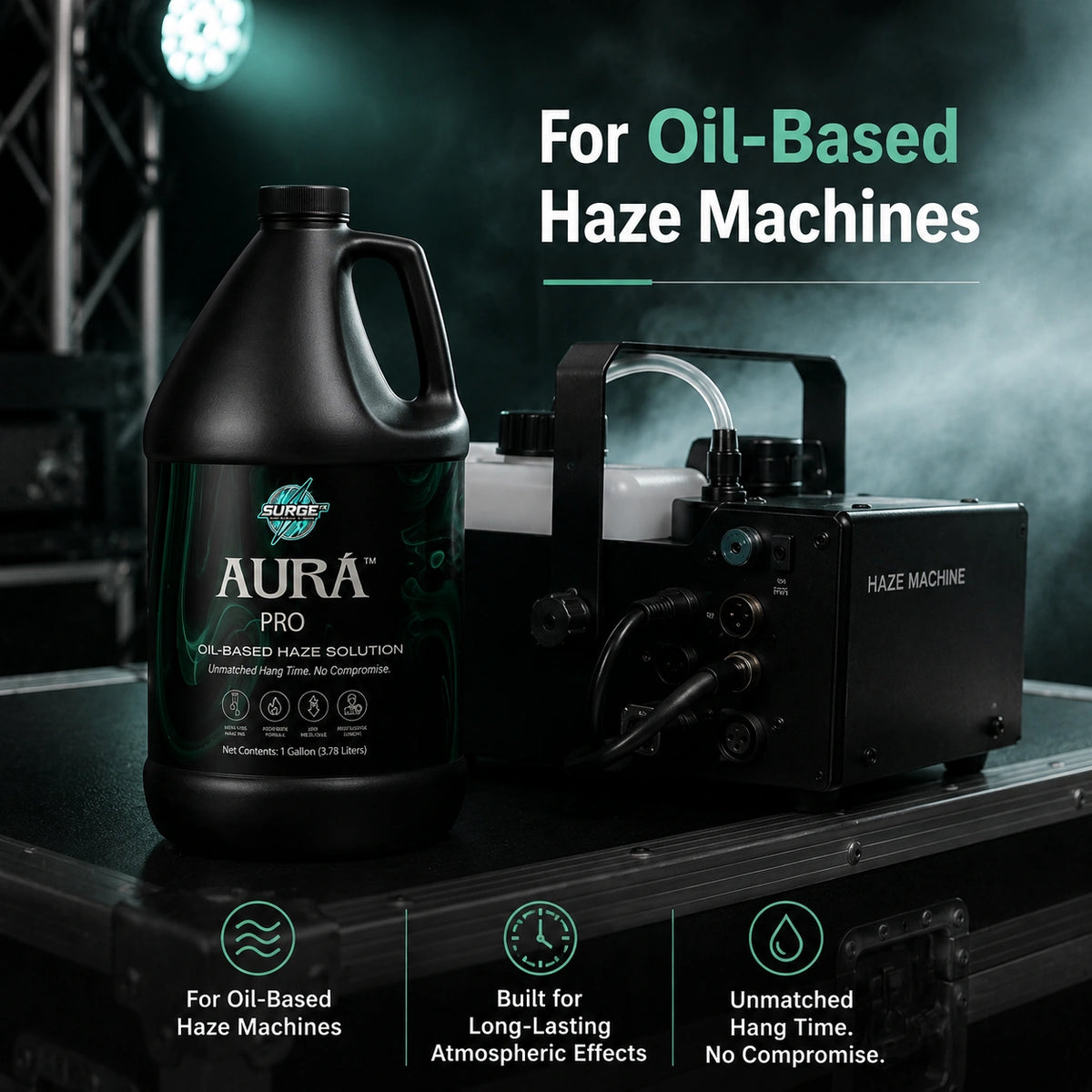 Aurà Pro oil-based haze fluid studio setup image
