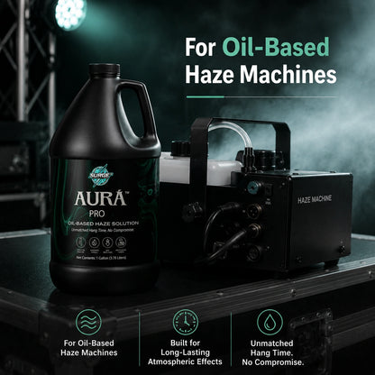 Aurà Pro oil-based haze fluid studio setup image
