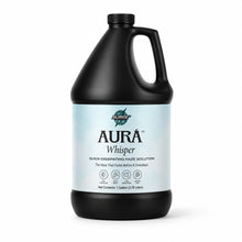 Clean white background hero image of Aurà Whisper fast-dissipating haze fluid in black bottle.
