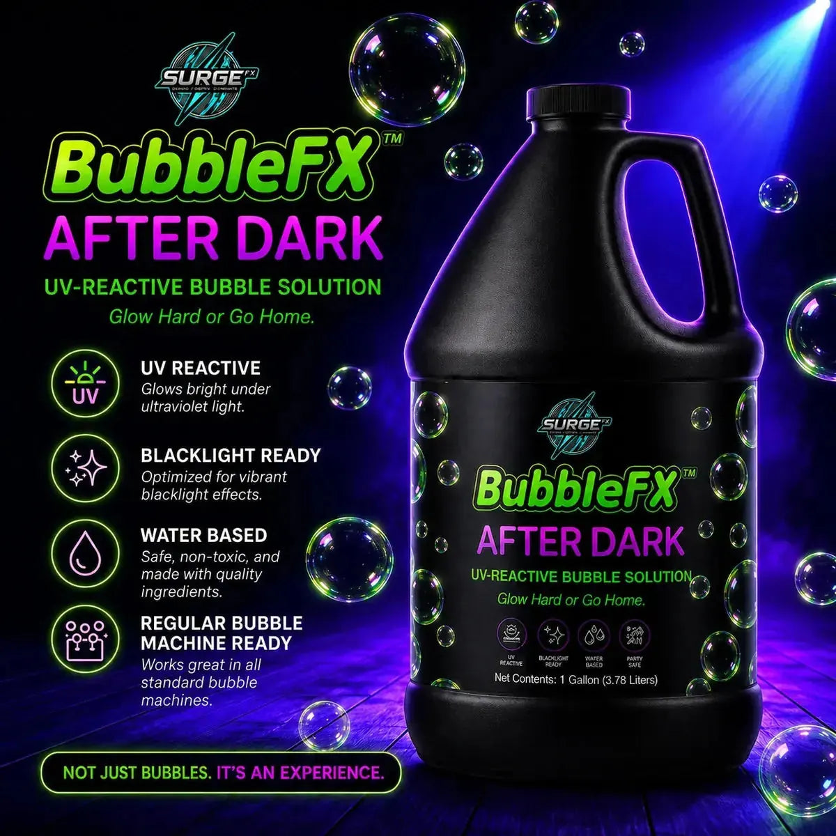 Promotional/infographic-style image highlighting the product benefits and UV effect