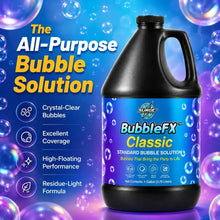 BubbleFX Classic black bottle with bright bubble-themed party background