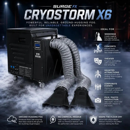 Cryostorm X6 6000W Dry Ice Low-Lying Fog Machine promotional showcase image