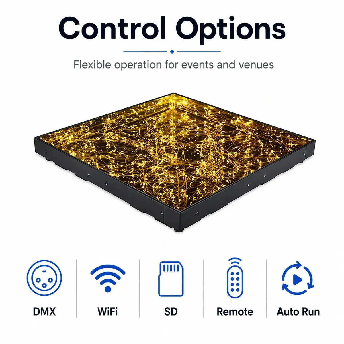 Star LED Magnetic Dance Floor control options and DMX settings display