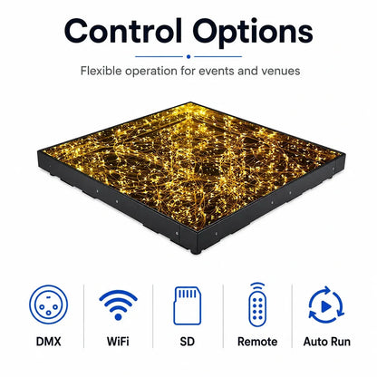 Star LED Magnetic Dance Floor control options and DMX settings display