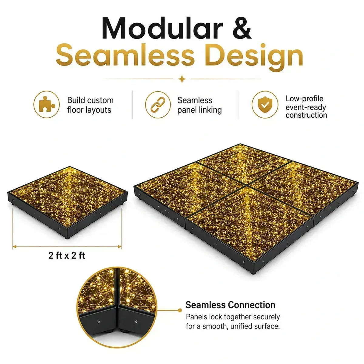 Star LED Magnetic Dance Floor modular seamless design connection system