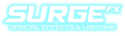 SurgeFX special effects equipment company logo for DJ and event professionals