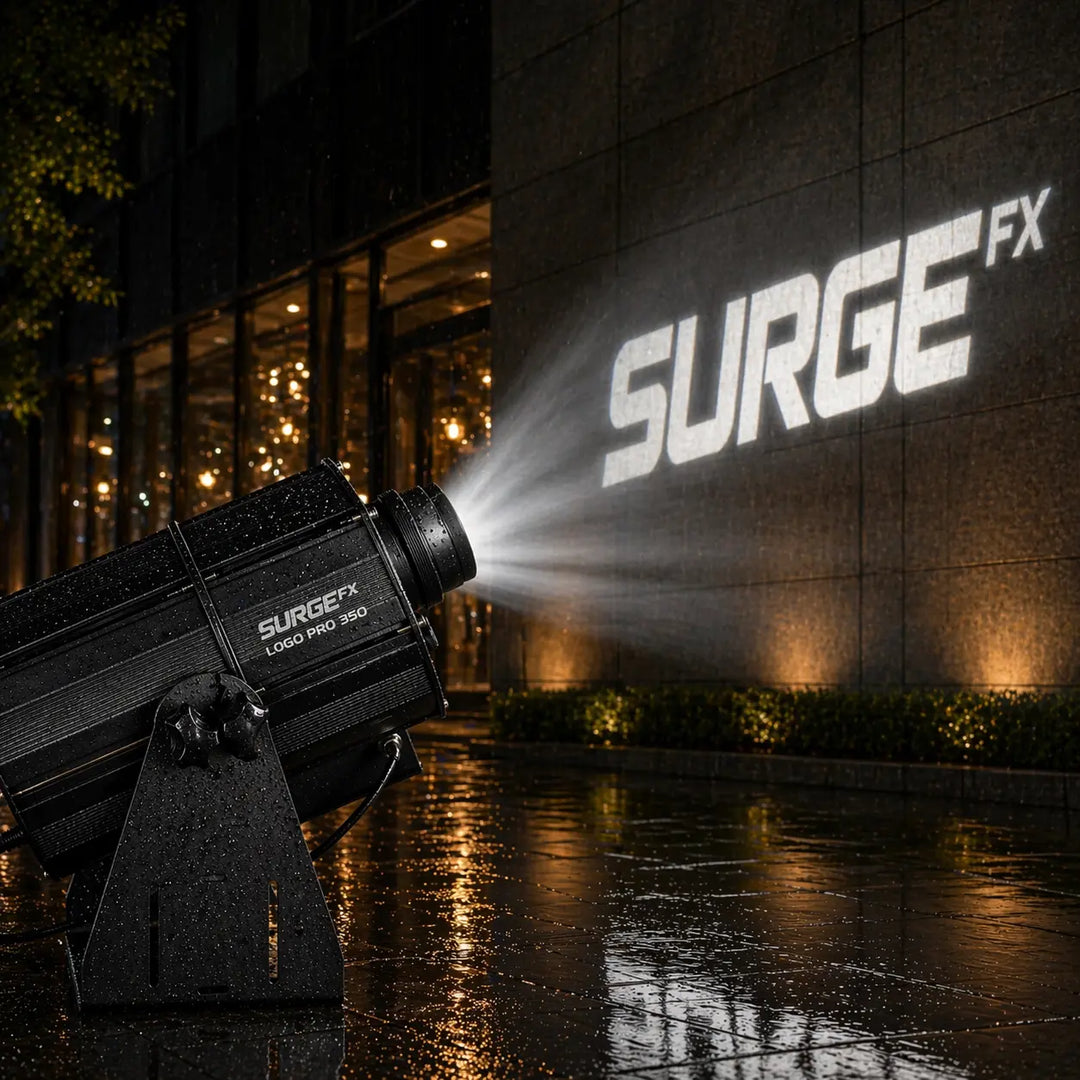 Logo Pro 350 watt projector with compact design and control panel.