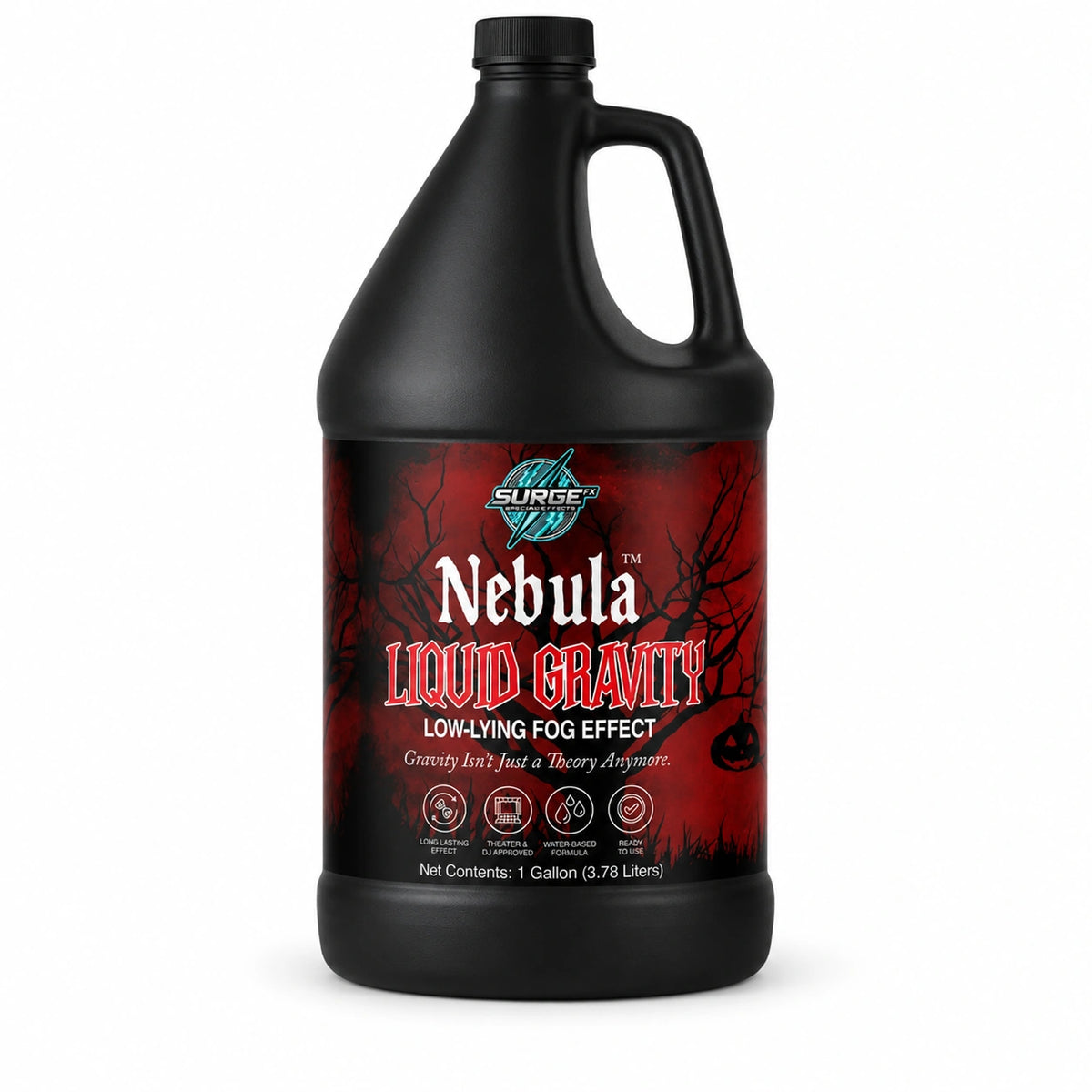 Nebula Liquid Gravity low-lying fog solution product jug detail image