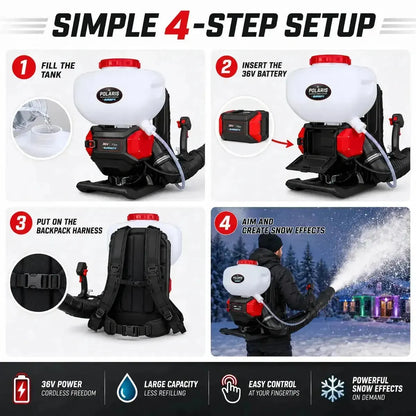 SurgeFX Polaris backpack snow machine four step setup