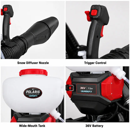 SurgeFX Polaris backpack snow machine close up details
