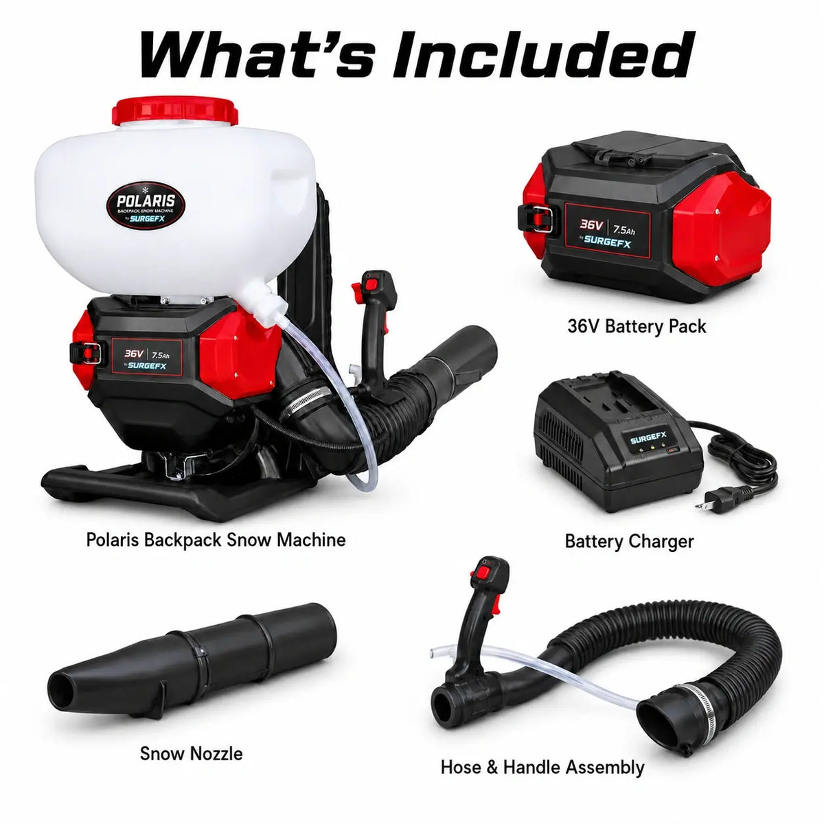SurgeFX Polaris backpack snow machine included contents