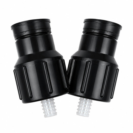 Two replacement foam machine spray nozzles on a clean white background with no text