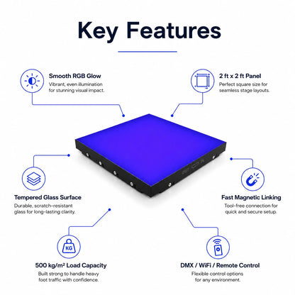 Key features of Rainbow LED Magnetic Dance Floor system for events