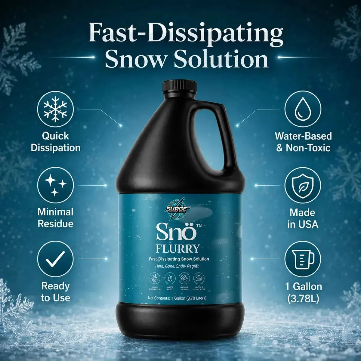 Sno-Flurry Quick Dissipating Snow Solution fast dissipating performance