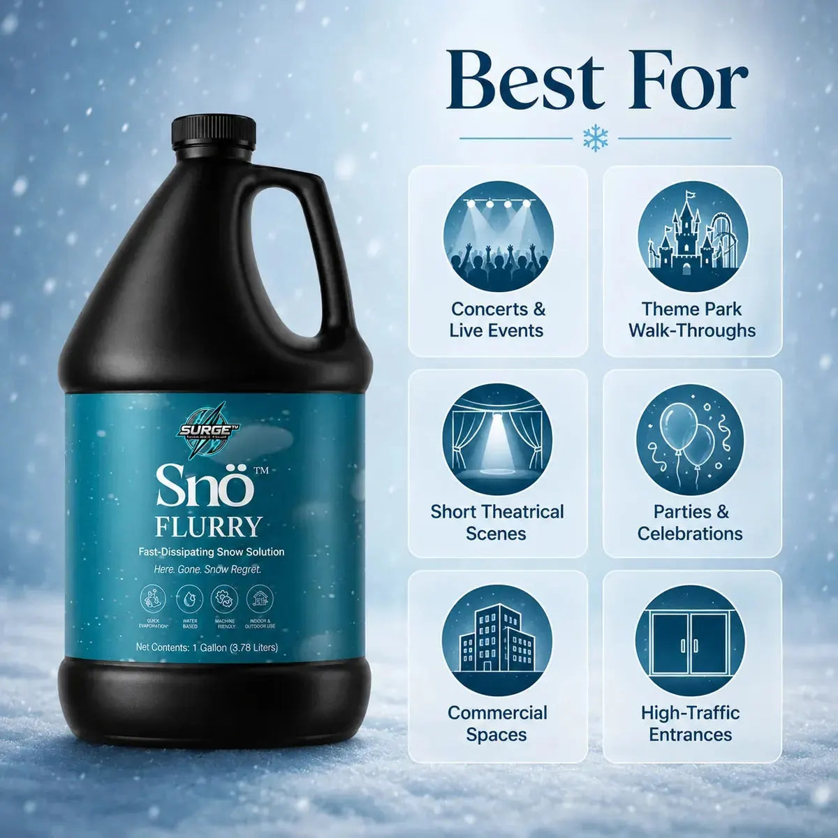 Sno-Flurry Quick Dissipating Snow Solution product advertisement
