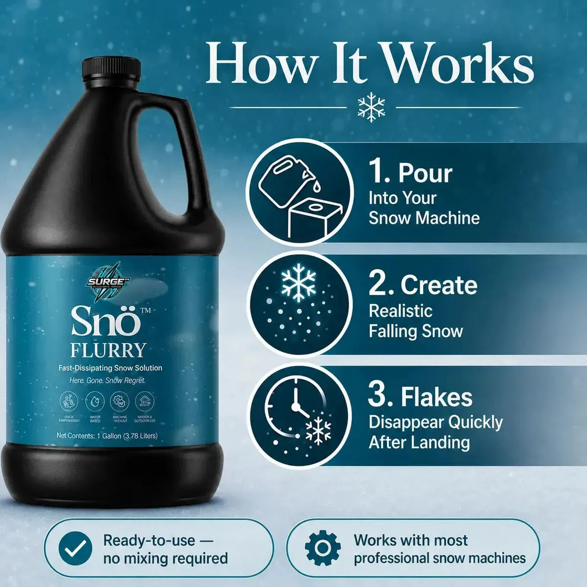 Sno-Flurry Quick Dissipating Snow Solution product guide