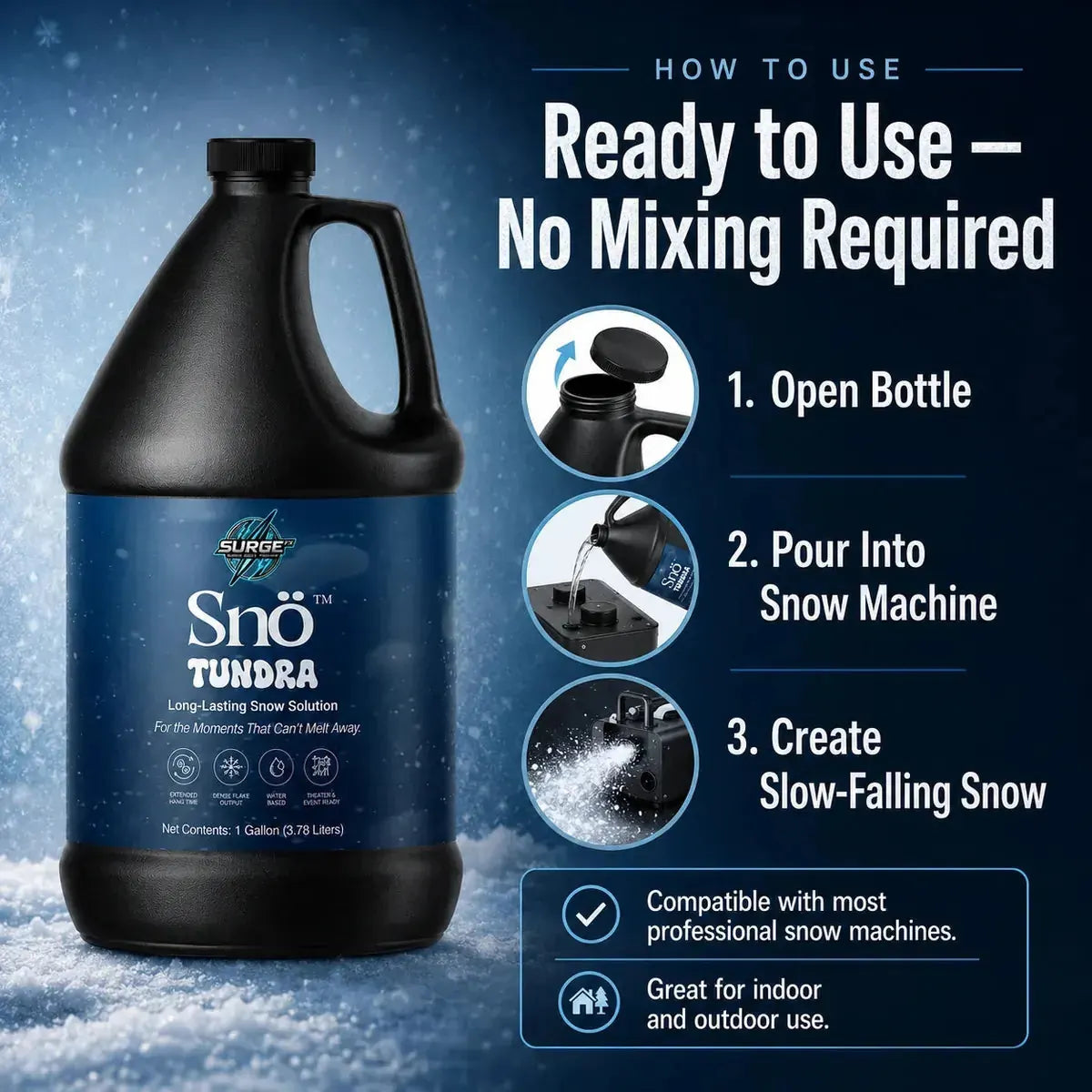 Sno Tundra Long Lasting Snow Solution how-to-use infographic