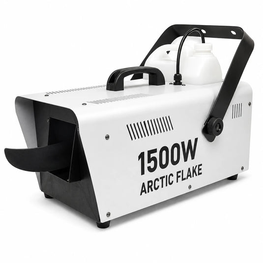 Arctic Flake 1500W snow machine hero image on a clean white background.