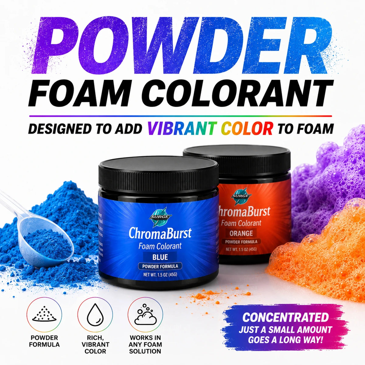 ChromaBurst foam colorant powder format - SurgeFX