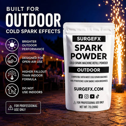 Cold Spark Powder Outdoor Edition promoting brighter outdoor cold spark effects and open-air performance.