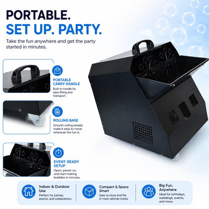 SurgeFX Cyclone bubble machine for portable event and DJ setups.