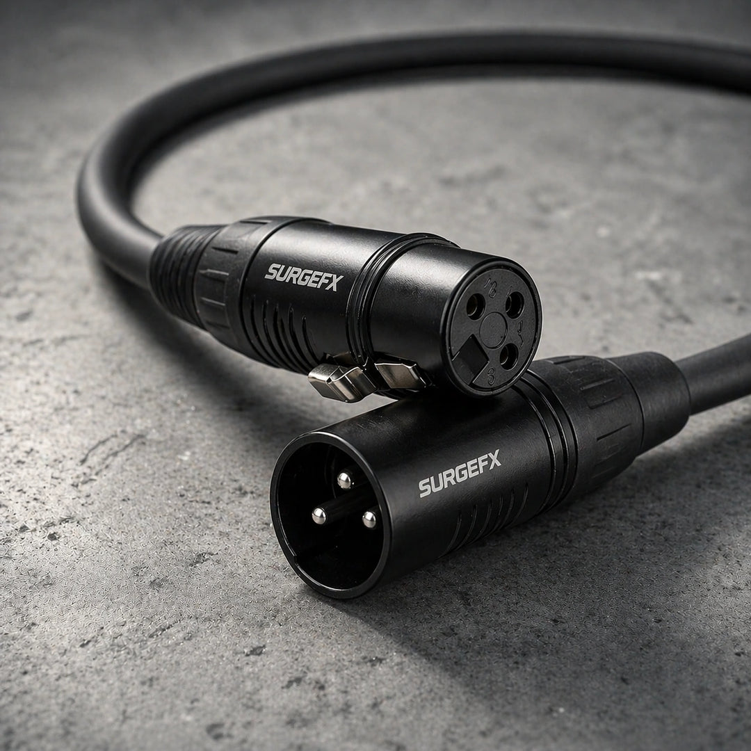 SurgeFX 3-pin DMX XLR cable black professional lighting control cable