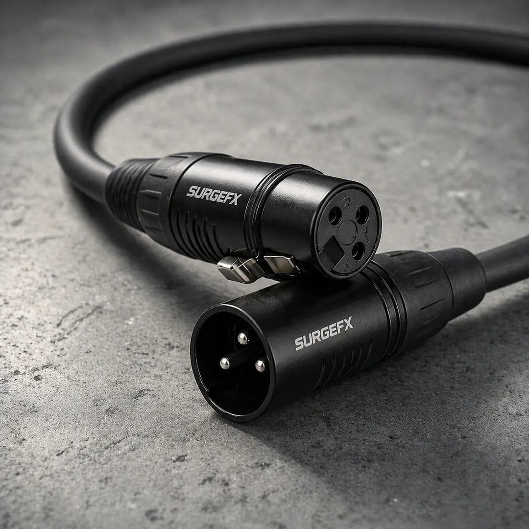 SurgeFX 3-pin DMX XLR cable black professional lighting control cable