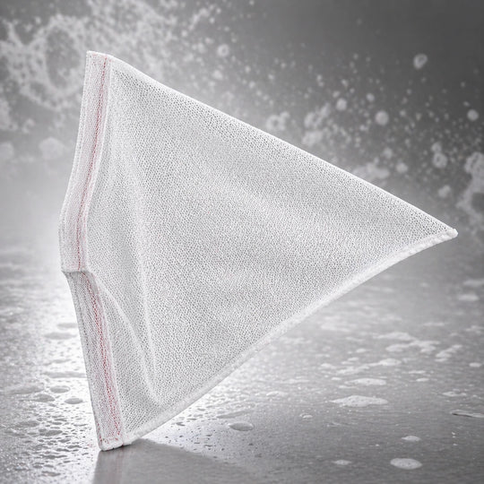 White triangular cloth on a textured gray background