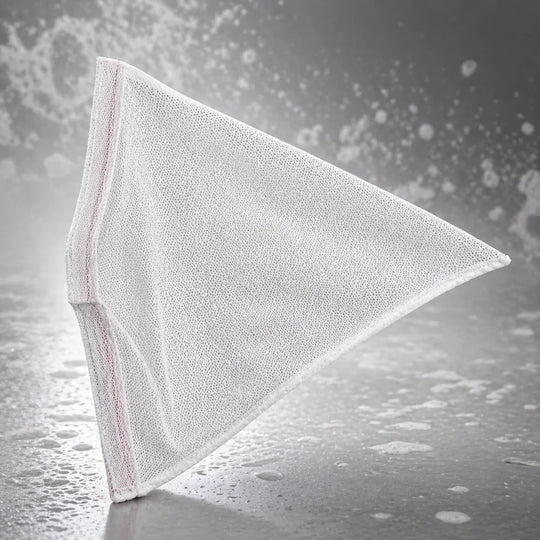 White triangular cloth on a textured gray background