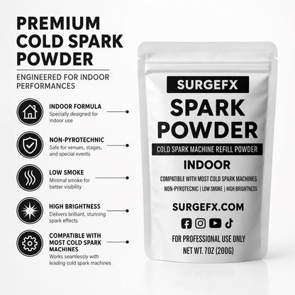 SurgeFX Indoor Cold Spark Powder features