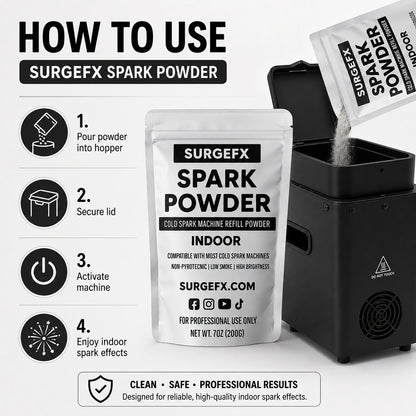 SurgeFX Indoor Cold Spark Powder how to use