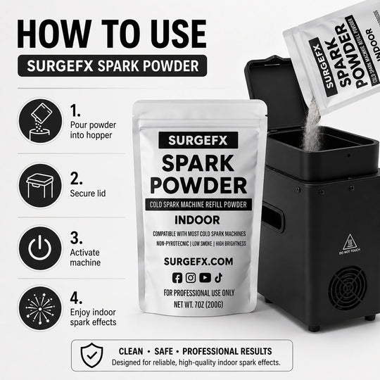 SurgeFX Indoor Cold Spark Powder how to use