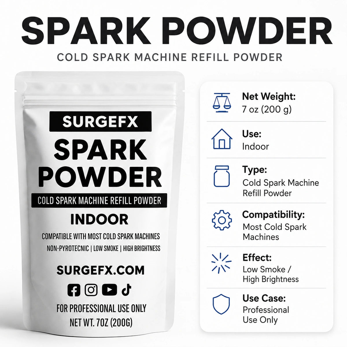 SurgeFX Indoor Cold Spark Powder product details