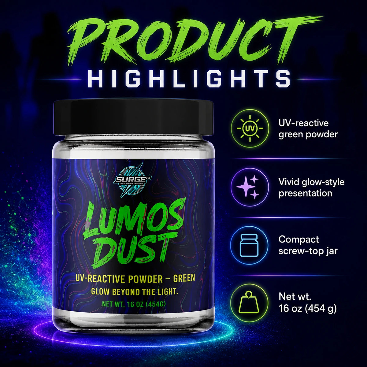 Lumos Dust - UV Glow Foam Powder - Product Highlights