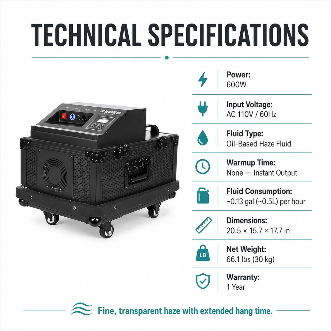 SurgeFX Phantom Haze Machine technical specifications