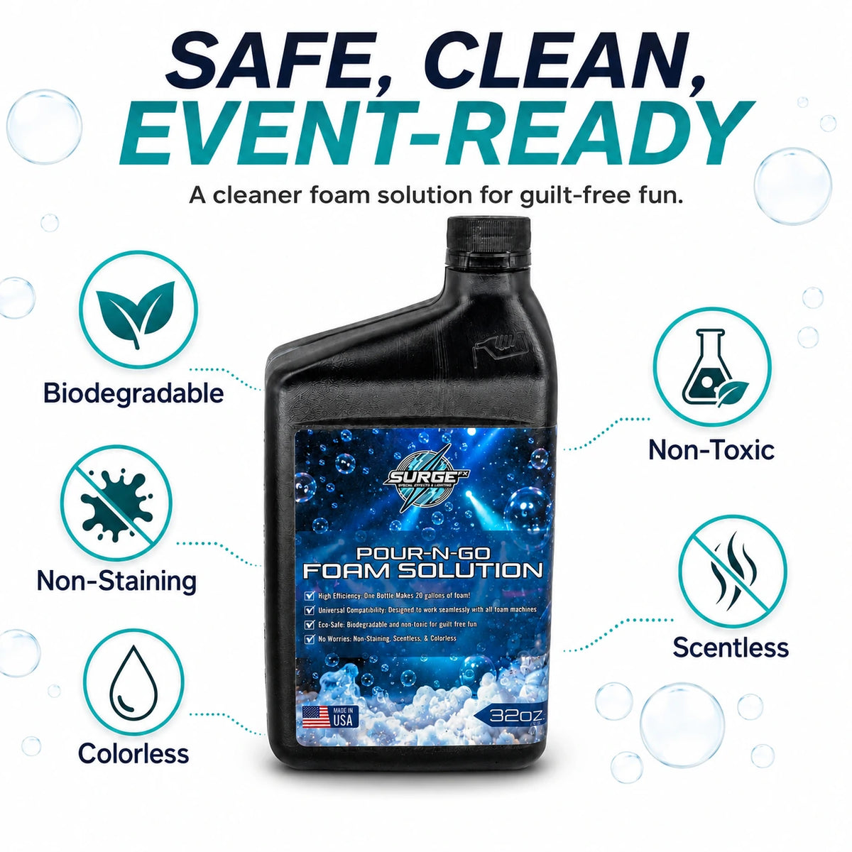 32oz Foam Solution – Pour & Go - Safe Clean Event Ready