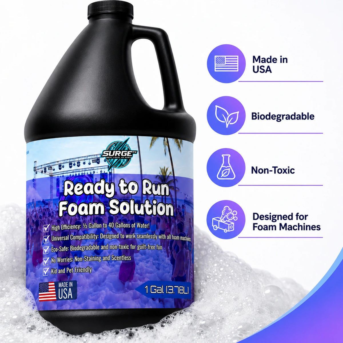 SurgeFX Ready to Run Foam Solution 1 Gallon made in USA biodegradable