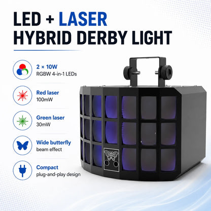 SF-DL2000 LED and laser hybrid derby light with RGBW LEDs and red and green laser effects.