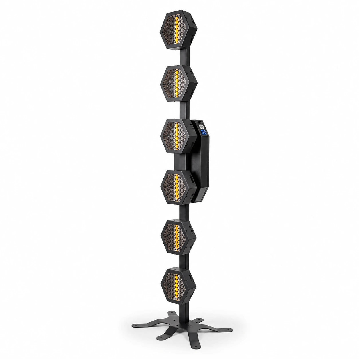 SurgeFX retro lamp tower with six retro-style lamp heads on a clean white background.