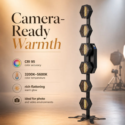 Retro lamp tower shown with warm ambient output for event lighting, decor lighting, and atmosphere creation.