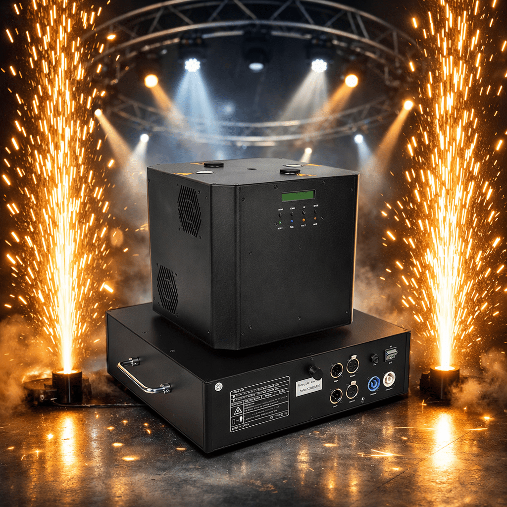 SurgeFX Sparknado – 360° Spinning Dual Nozzle Cold Spark Machine - SurgeFX